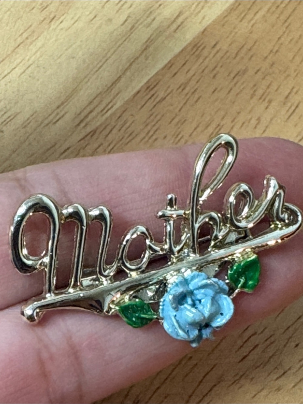 Vintage Gerry's 'Mother' Brooch with Blue Flower